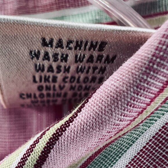 Studio Works Womens Top Extra Large‎ Pink Striped Long Sleeve Shirt No Iron - Picture 6 of 9